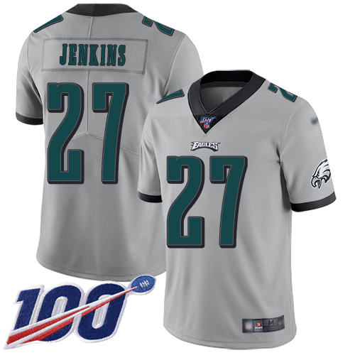 Men Philadelphia Eagles #27 Malcolm Jenkins Limited Silver Inverted Legend NFL Jersey 100th Season Football
